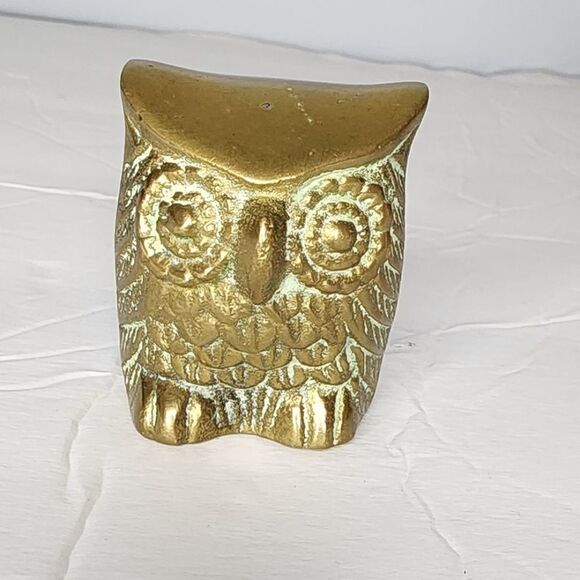 Vintage Leonard Brass OWL Figurine with Aged Patina mid century 1950s Korea - Picture 1 of 4